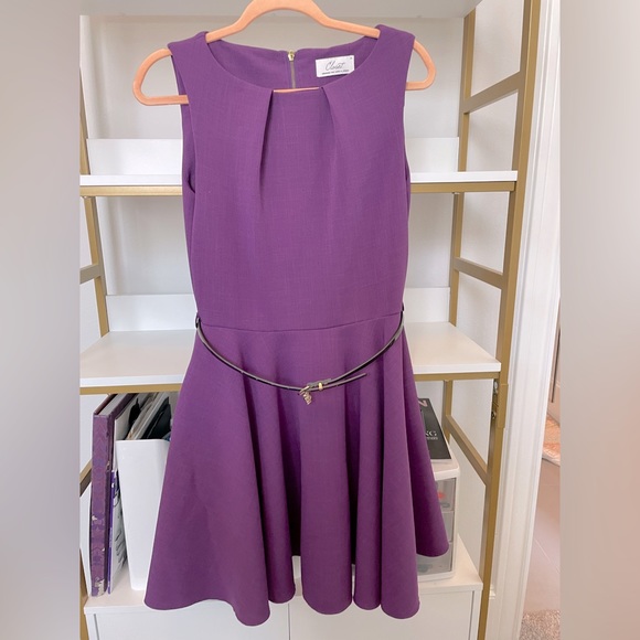 Closet Dresses & Skirts - Closet London Purple sleeveless dress with black belt size 14